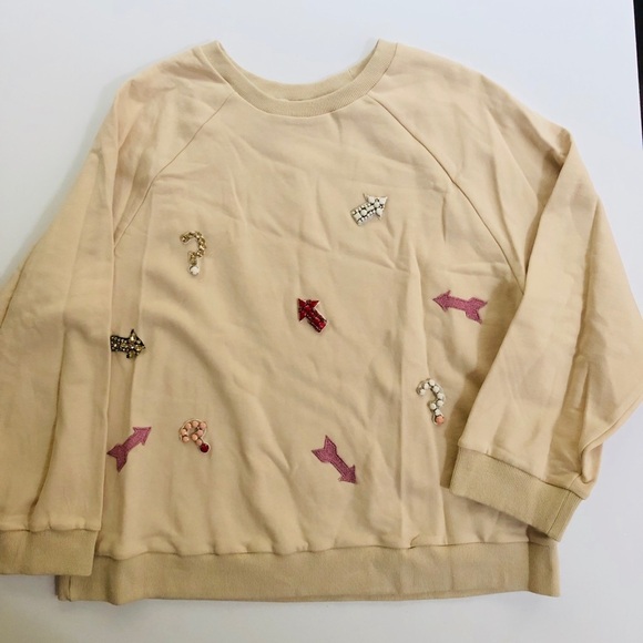 Stellah beige crystal embellished sweatshirt, Sz. 1X - Picture 5 of 7